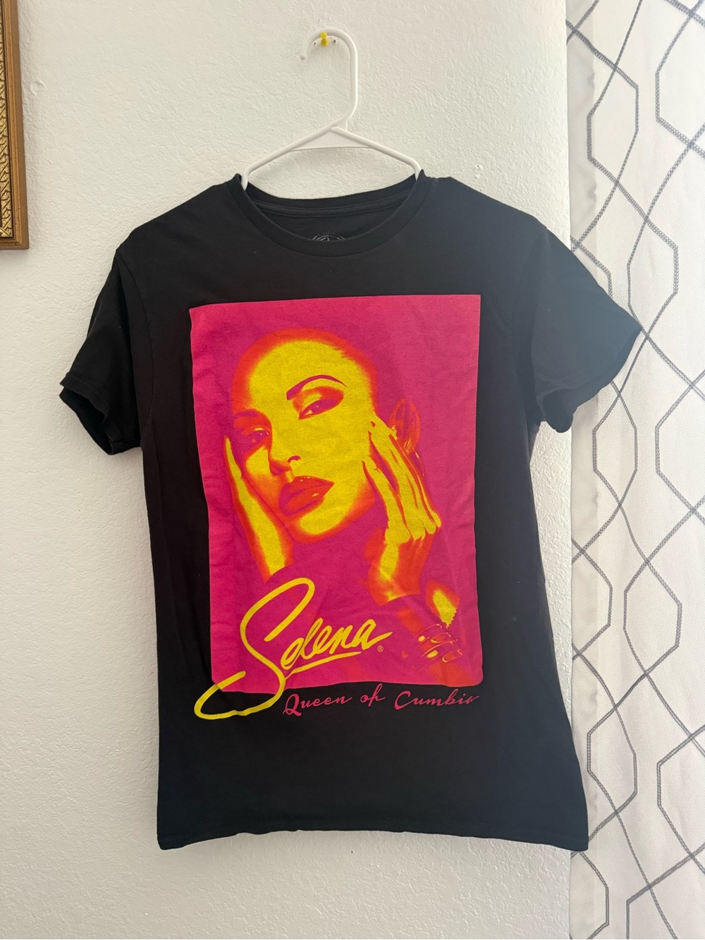 Selena Graphic Tee - Black with Pink & Yellow Art